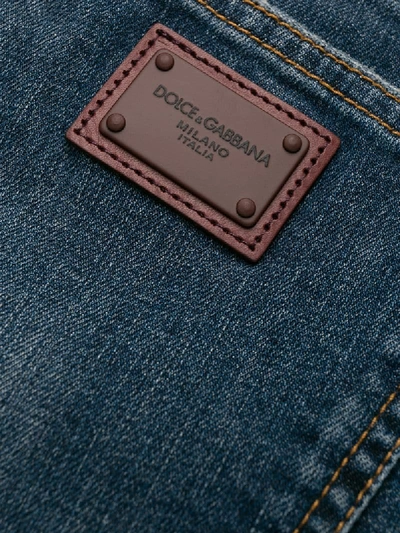 Shop Dolce & Gabbana Logo Patch Denim Shorts In Blue