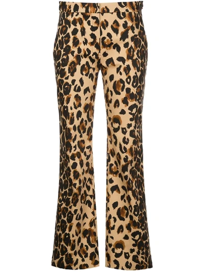 Shop Mugler Leopard Print Straight-leg Trousers In Brown