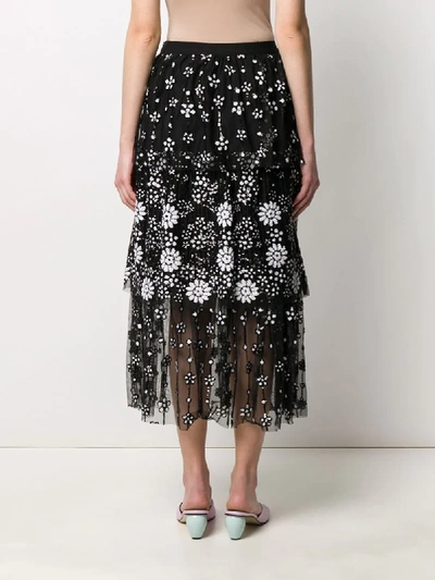 Shop Self-portrait Deco Sequin-embellished Midi Skirt In Black