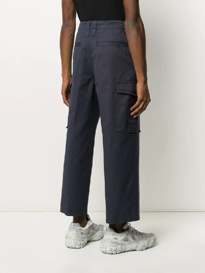 Shop Acne Studios Cropped Cargo Trousers In Blue