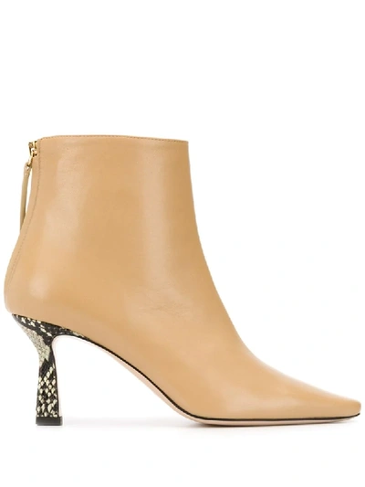 Shop Wandler Snake Print-heeled Boots In Neutrals