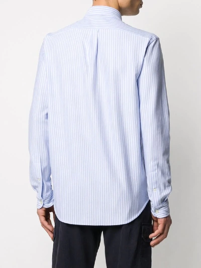 Shop Ralph Lauren Logo-embroidered Striped Shirt In Blue