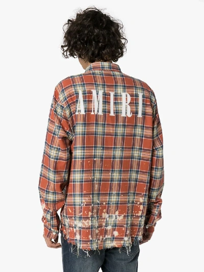 Shop Amiri Splatter Detail Plaid Shirt In Red