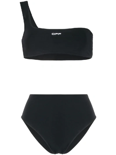 Shop Off-white Logo Print Bikini Set In Black