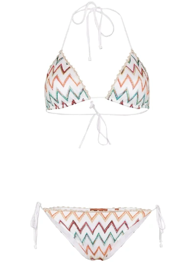 Shop Missoni Zigzag Crochet Knit Bikini Set In White