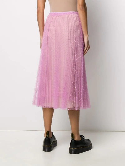Shop Red Valentino Tulle Point D'esprit Pleated Skirt In Pink