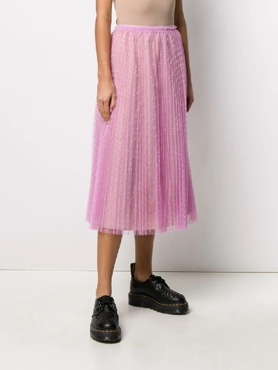 Shop Red Valentino Tulle Point D'esprit Pleated Skirt In Pink