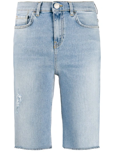 Shop Pinko Long Denim Shorts In Blue