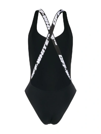 Shop Off-white Logo Print Swimsuit In Black