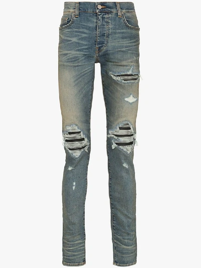Shop Amiri Mx1 Distressed-effect Slim-leg Jeans In Blue