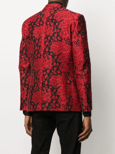 Shop Alexander Mcqueen Floral Jacquard Blazer In Red