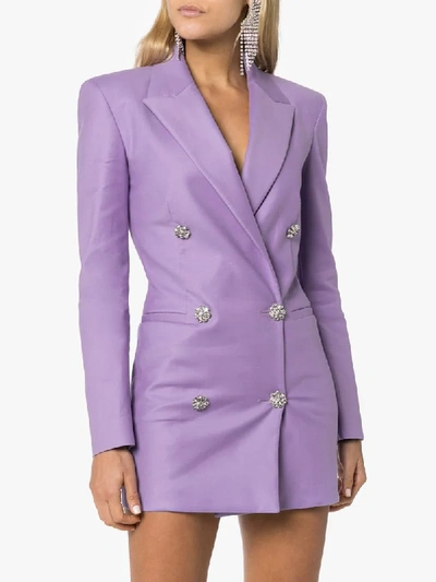 Shop Attico Double-breasted Blazer Dress In Purple