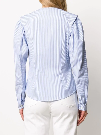 Shop Stella Mccartney Striped Mandarin Shirt In Blue