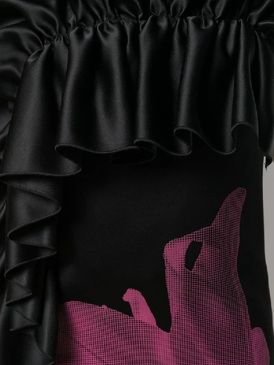 Christopher Kane Ruffle Trim Evening Dress In Black