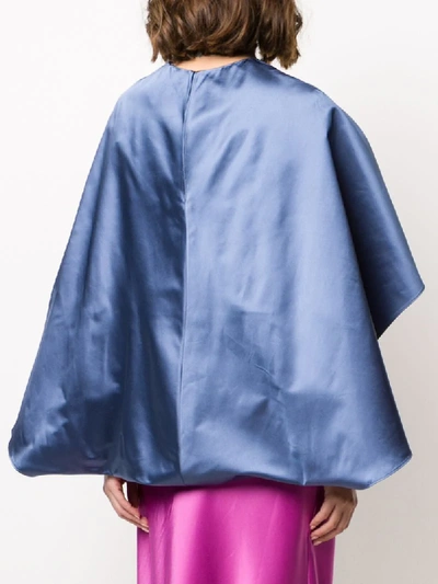 Shop Valentino V Belt Cape-style Blouse In Blue