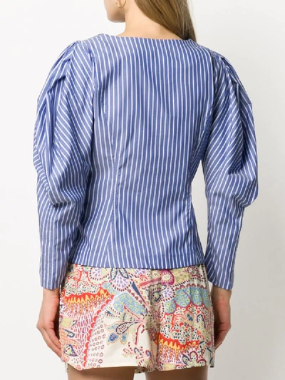 Shop Etro Puff Shoulder Blouse In Blue