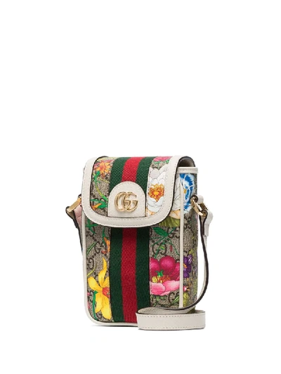 Shop Gucci Ophidia Gg Supreme Mini Phone Bag In Green