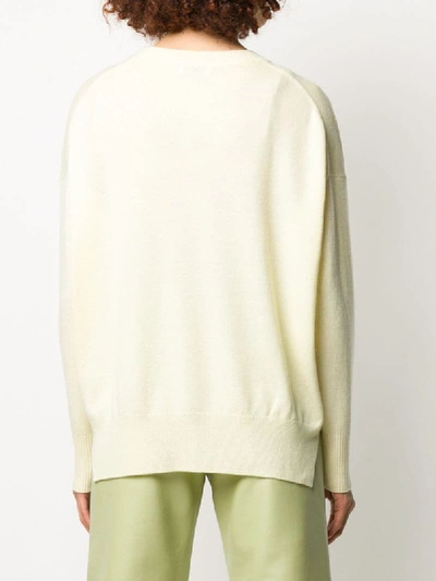 Shop Allude Round Neck Cashmere Jumper In Yellow