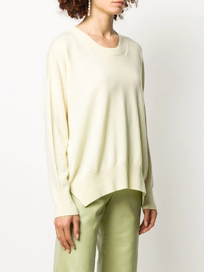 Shop Allude Round Neck Cashmere Jumper In Yellow