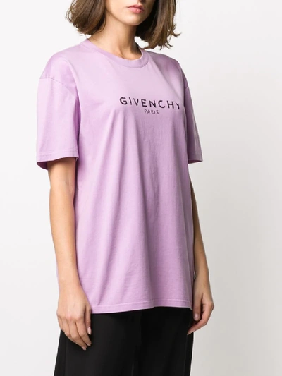 Shop Givenchy Logo Print T-shirt In Purple
