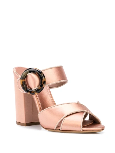 Shop Tabitha Simmons Reyner Buckled Silk Sandals In Pink