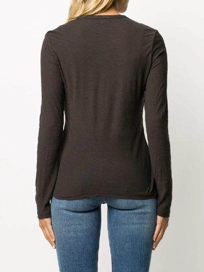 Shop James Perse Longsleeved Round Neck T-shirt In Brown