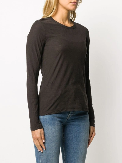 Shop James Perse Longsleeved Round Neck T-shirt In Brown
