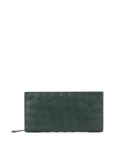 Shop Bottega Veneta Intrecciato Weave Wallet In Green