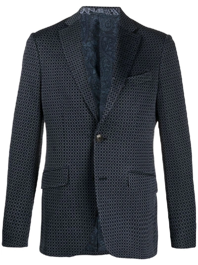 Shop Etro Geometric-pattern Jacquard Blazer In Blue