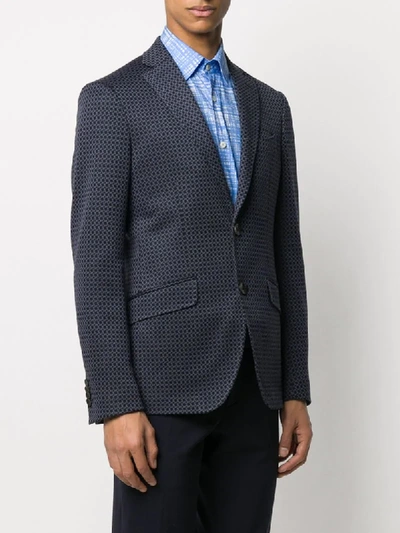 Shop Etro Geometric-pattern Jacquard Blazer In Blue