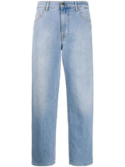 Shop Pinko Cropped Boyfriend Jeans In Blue