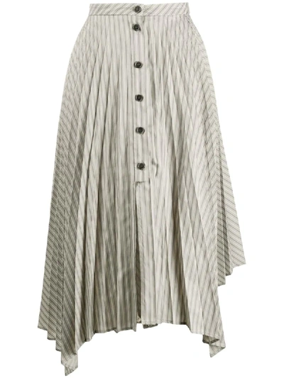 Shop Acne Studios Pleated Asymmetric Skirt In Grey