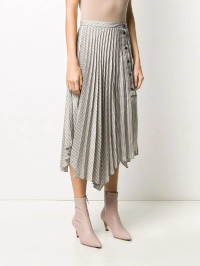 Shop Acne Studios Pleated Asymmetric Skirt In Grey