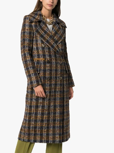 Shop Victoria Beckham Double-breasted Tweed Coat In Blue