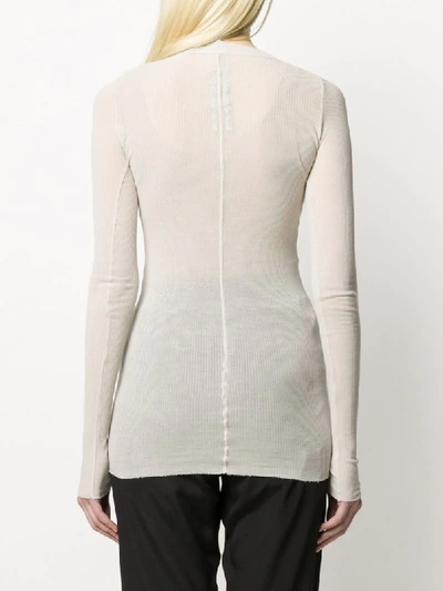 Shop Rick Owens Ribbed Long Sleeve Top In Neutrals