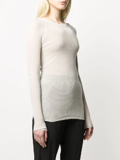 Shop Rick Owens Ribbed Long Sleeve Top In Neutrals