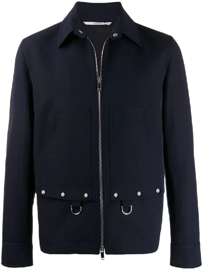 Shop Valentino Ring-embellished Work Jacket In Blue