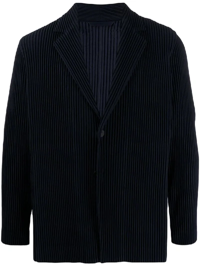 Shop Issey Miyake Pleated Single-breasted Blazer In Blue