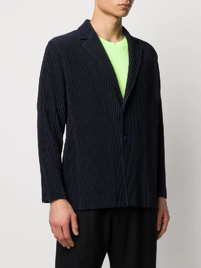 Shop Issey Miyake Pleated Single-breasted Blazer In Blue