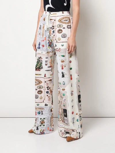 Shop Monse Objects Print Palazzo Trousers In White