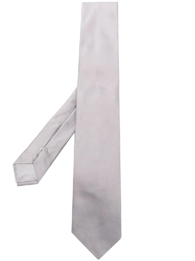 Shop Giorgio Armani Pointed-tip Silk Tie In Grey