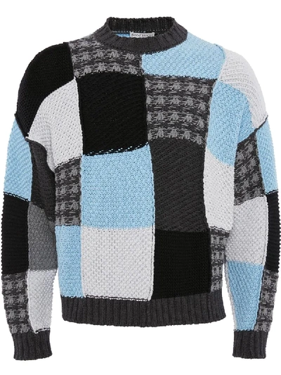 Shop Jw Anderson Patchwork Intarsia Cotton Sweater In Black