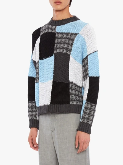 Shop Jw Anderson Patchwork Intarsia Cotton Sweater In Black