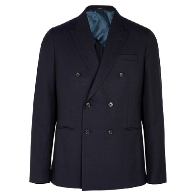 Shop Paul Smith Navy Double-breasted Wool Blazer