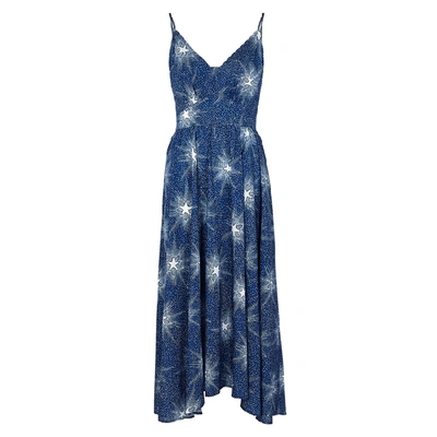 Shop Paco Rabanne Blue Star-print Midi Dress In Navy