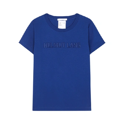 Shop Helmut Lang Royal Blue Logo Cotton T-shirt