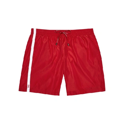 Shop Dolce & Gabbana Red Nylon Swim Shorts