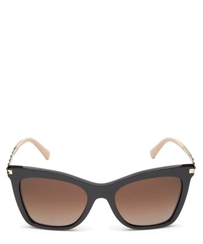 Shop Valentino Squared Butterfly Sunglasses In Black
