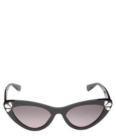 Shop Miu Miu Embellished Cat-eye Sunglasses In Black