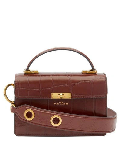 Shop Marc Jacobs The Croc-embossed Downtown Bag In Brown